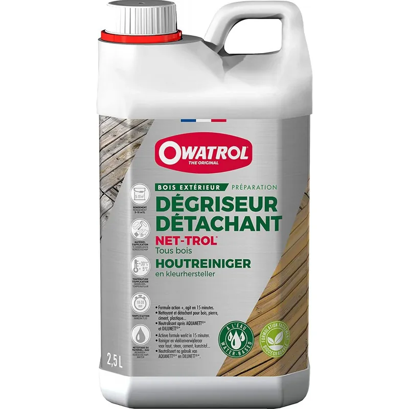 Dégriseur détachant tous bois NET-TROL 2,5 l OWATROL Acheter Direct
