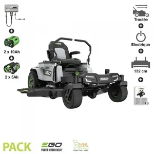 Pack 30Ah tondeuse autoportée Zero Turn coupe 132 cm et chargeur 1600W inclus EGO ZT5201E-L EGO POWER+ Nouveauté