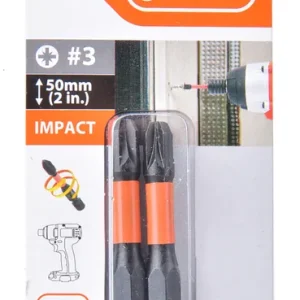 Embouts de vissage Impact Pozidriv diamètre 3 x L 50 mm Chantier par 2 TACTIX Livraison Express