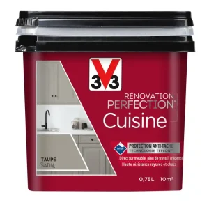 Peinture de rénovation pour cuisine taupe finition satinée 0,75L - V33 Usine Directe
