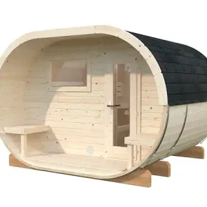 Nouvelle Collection Sauna extérieur rond bois Anette Naturel 4 places PALMAKO