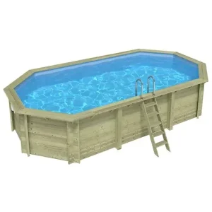 Piscine hors sol en bois NEMO 7.3 x 3.97 - H.1.45 m, bleu pâle, cadre en métal - sans dalle - BAS7305OSPU ALTANKA Bon Marché