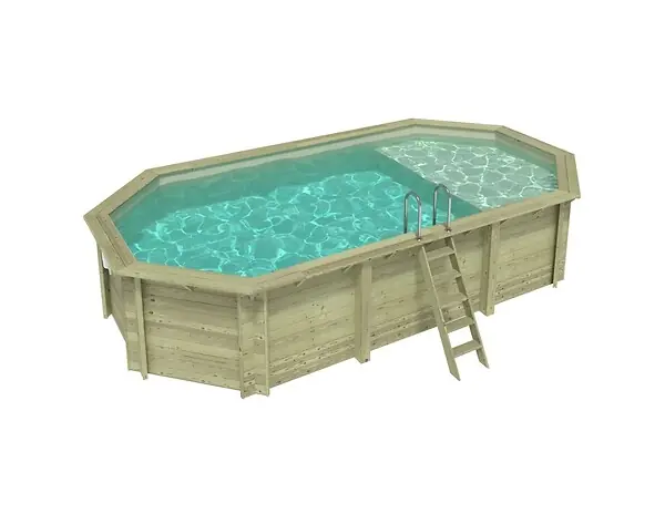 Expédié Aujourd'hui Piscine hors sol en bois NEMO 7.3 x 3.97 - H.1.45 m avec plage, sable, fixations à sceller - BAS7305OSPI3+PLA305 ALTANKA