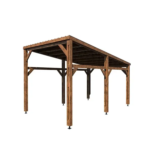Satisfait Ou Remboursé Carport solaire bois ELIO - Marron - L.512xH.322xP.305cm CERLAND