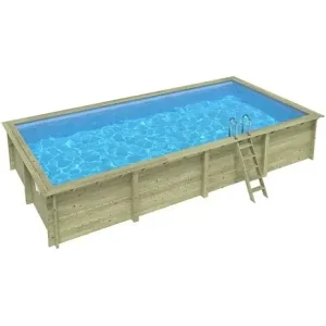 Piscine hors sol en bois AQUA 8.5 x 4.35 - H.1.45 m, bleu pâle, fixations à sceller - BAS7309OSPI ALTANKA Haute Qualité