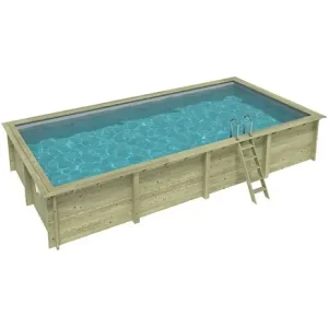 Paiement Sécurisé Piscine hors sol en bois AQUA 8.5 x 4.35 - H.1.45 m, gris clair, fixations à visser - BAS7309OSPL2 ALTANKA