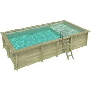 Piscine hors sol en bois AQUA 7 x 3.75 - H.1.45 m avec plage, sable, fixations à sceller - BAS7308OSPI3+PLA308 ALTANKA Retour Gratuit