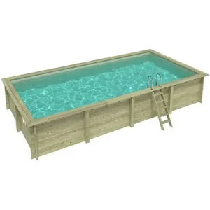 Prix Bas Piscine hors sol en bois AQUA 8.5 x 4.35 - H.1.45 m, sable, fixations à visser - BAS7309OSPL3 ALTANKA