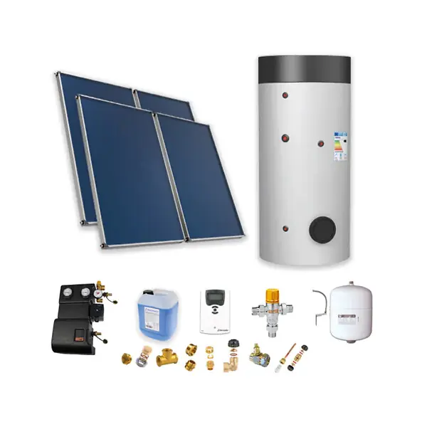 Chauffe-eau solaire toiture plate 4 capteurs solaires. ballon 800L prod ECS semi-instantanée - THERMADOR - PSOLCHECSP48TP Satisfait Ou Remboursé