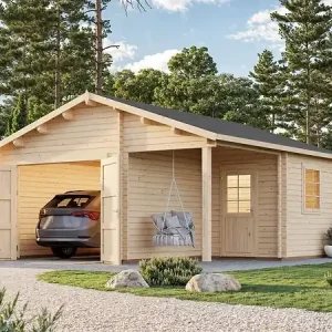 Petit Prix Garage en bois épicéa Roger - L.564xP.601xH.321cm PALMAKO