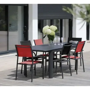 Satisfait Ou Remboursé Table de jardin EOS aluminium graphite 180/240 x 100 cm - PRO LOISIRS, Livraison gratuite domicile