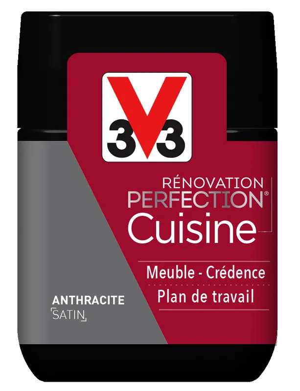 Peinture de rénovation cuisine finition satinée gris anthracite 75 ml V33 Seulement Aujourd'hui