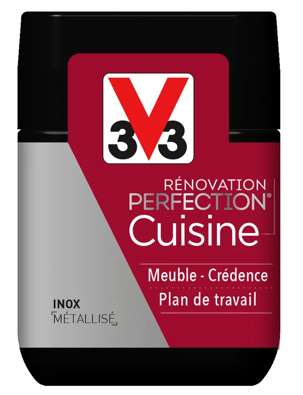 Peinture de rénovation cuisine finition satinée inox 75 ml V33 Haute Qualité