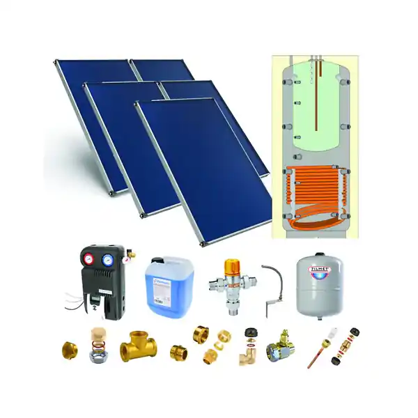 Chauffe-eau solaire toiture inclinée 5 capteurs solaires. ballon 800L production ECS bain-marie (191L) THERMADOR Paiement Sécurisé
