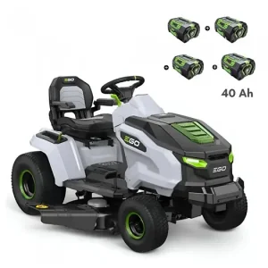 PACK Tracteur tondeuse autoportée à éjection latérale et mulching, 4 batteries 10Ah et chargeur rapide - EGO TR4201E EGO POWER+ Certifié