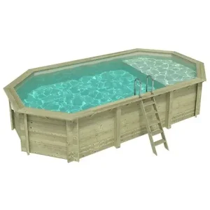 Offre Spéciale Piscine hors sol en bois NEMO 7.3 x 3.97 - H.1.45 m avec plage, sable, cadre en métal - sans dalle - BAS7305OSPU3+PLA305 ALTANKA