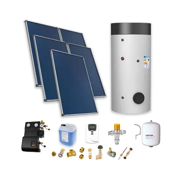Pas Cher Chauffe-eau solaire toiture plate 5 capteurs solaires. ballon 800L prod ECS semi-instantanée - THERMADOR - PSOLCHECSP58TP