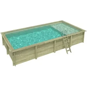 Piscine hors sol en bois AQUA 8.5 x 4.35 - H.1.45 m avec plage, sable, fixations à sceller - BAS7309OSPI3+PLA309 ALTANKA Usine Directe