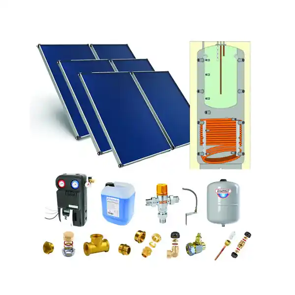 Chauffe-eau solaire toiture inclinée 6 capteurs solaires. ballon 800L production ECS bain-marie (191L) THERMADOR Bon Marché