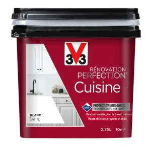 Peinture de rénovation pour cuisine blanc finition satinée 0,75L - V33 Populaire