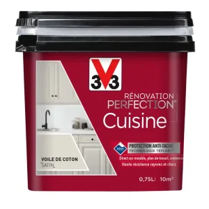 Peinture de rénovation pour cuisine coton finition satinée 0,75L - V33 Pas Cher