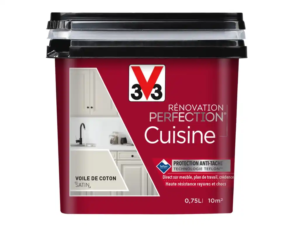 Peinture de rénovation pour cuisine coton finition satinée 0,75L - V33 Pas Cher