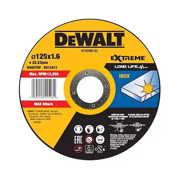 Dernier Modèle Lot de 25 Disques à tronçonner l‘inox 125x22,2mm, moyeu plat DEWALT