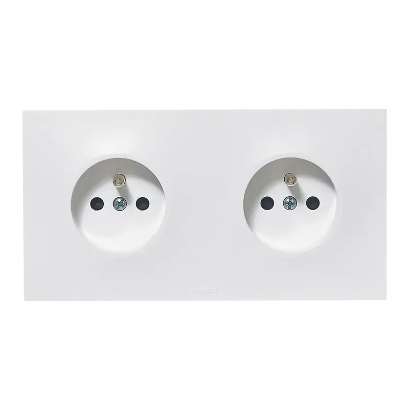 Prise électrique double encastrable avec terre horizontale Blanc - Neptune LEGRAND Livraison Express