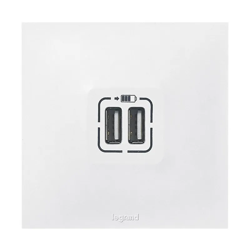 Commander Vite Prise double USB-A encastrable complète Blanc - Neptune LEGRAND