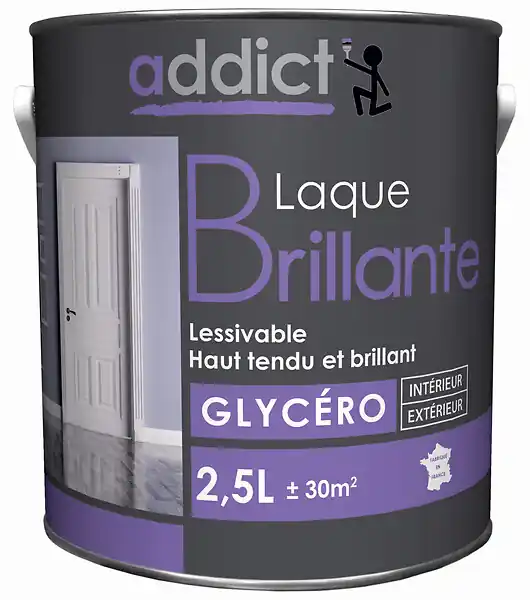 Prix Bas Peinture laque brillante Addict - Blanc - 2,5L
