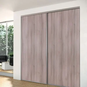 Prix Bas Porte de placard coulissante acacia gris 1 vantail H 2,50 m x L 0,61 m YKARIO