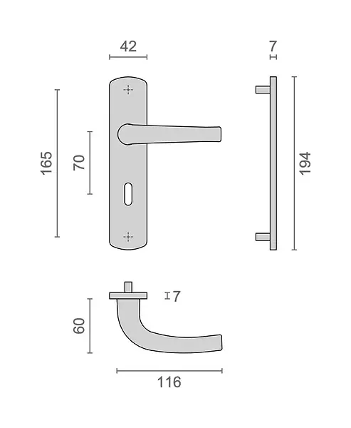Petit Prix Ensemble sur plaques SALOME HOME entraxe 165mm clé L F9 inox - HERACLES - B-SALOME-36