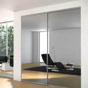 Porte de placard coulissante miroir profilé gris 1 vantail H 2,50 m x L 0,91 m YKARIO Expédié Aujourd'hui