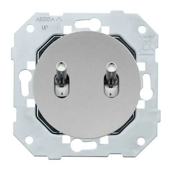 Nouvelle Collection FONTINI Double bouton poussoir ALU manette chrome DOM et plaque simple métallisée gris