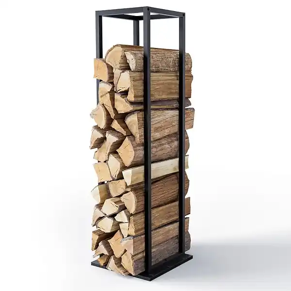 Range bûche vertical pour cheminée 33x33x112cm acier noir VOUNOT Nouvel Arrivage