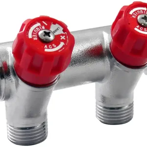 Commander Maintenant Distributeur mâle femelle 20/27 (3/4) avec 2 départs 15/21 (1/2) + vannes rouges