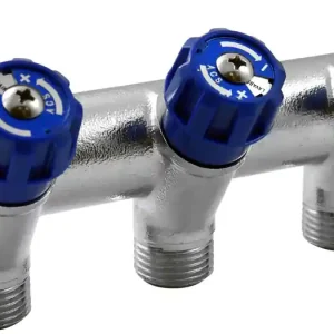 Nouveauté Distributeur mâle femelle 20/27 (3/4) avec 3 départs 15/21 (1/2) + vannes bleues