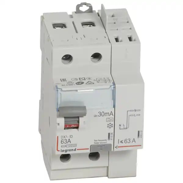 Achetez Aujourd'hui Interrupteur différentiel 63A 2 pôles 30mA type A par bornes automatiques LEGRAND