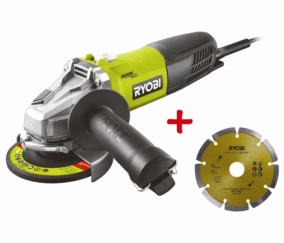 Prix Réduit Meuleuse d‘angle 800 W diamètre 125 mm RAG800-125SD1 RYOBI