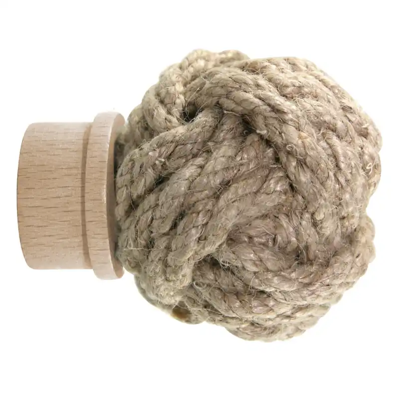Authentique Embout déco boule en corde à visser en bois diam 28 mm Finition Bois - MOBOIS