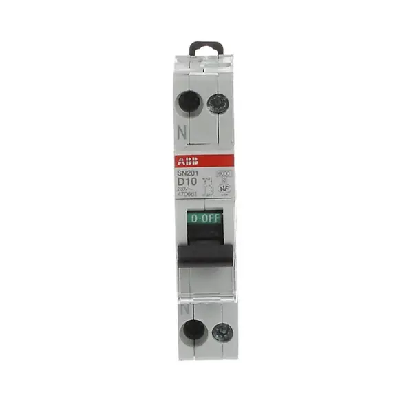 Jusqu'à Épuisement Des Stocks ABB Disjoncteur vis 1P+N courbe D 10A 6kA SN201 compact et fiable pour installation électrique sécurisée