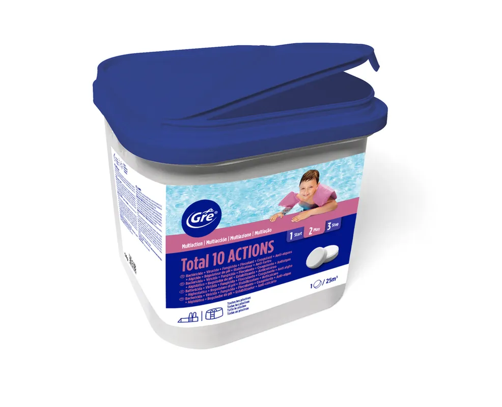 Prix Réduit Chlore piscine 10 actions en galet de 250 gr 5 Kg GRE