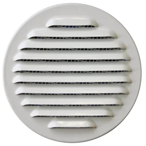 Grille d‘aération ronde à persienne blanc diamètre 100 mm avec moustiquaire AUTOGYRE Prix Réduit