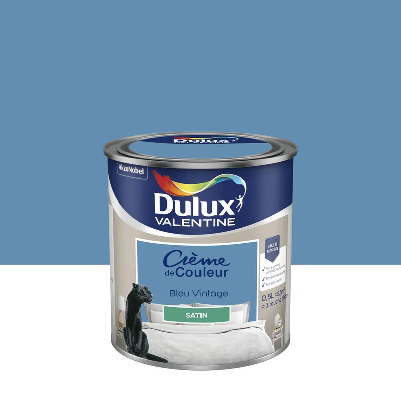 Usine Directe Peinture Crème de Couleur Bleu Vintage satin 500 ml - DULUX VALENTINE