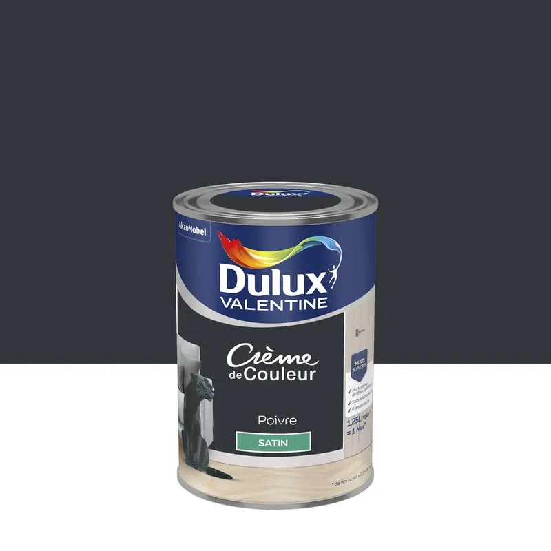 Peinture crème de couleur satin poivre 1,25L Prix Choc