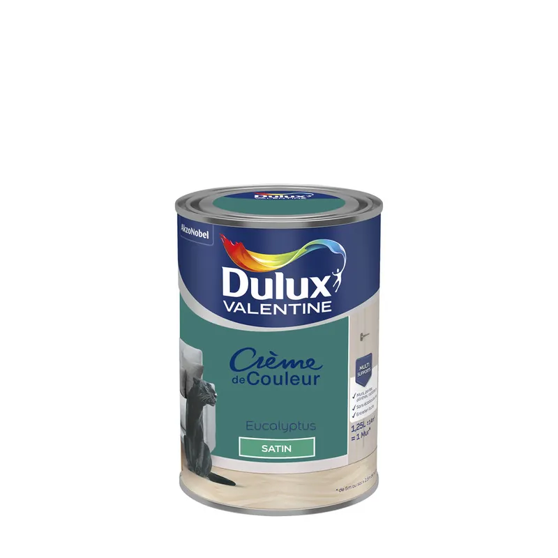 Peinture Crème de Couleur Eucalyptus satin 1,25 l - DULUX Prix Réduit
