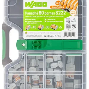 WAGO Mallette 80 bornes de connexion S222 2, 3 et 5 entrées - fils souples et rigides Bon Plan