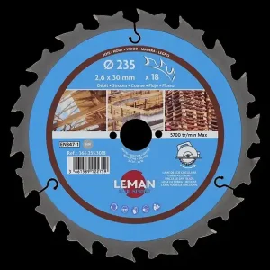 Must-Have Lame scie circulaire 235mm - 18 dents carbure - Alésage 30 LEMAN