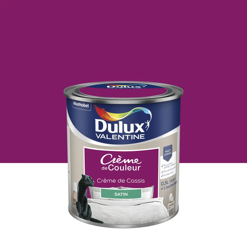 Authentique Peinture Crème de Couleur Crème de Cassis satin 500 ml - DULUX VALENTINE