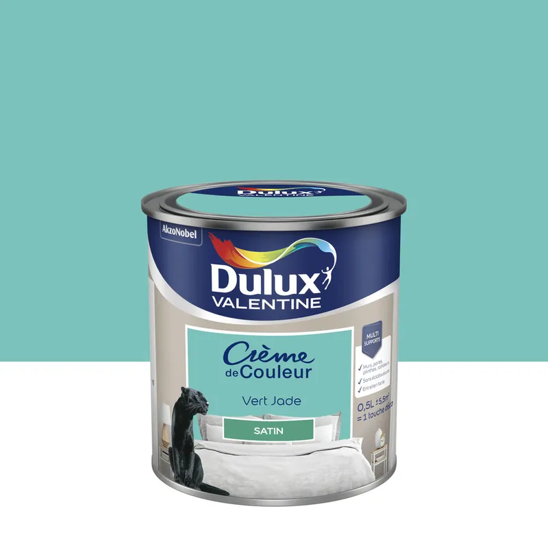 Peinture Crème de Couleur Vert Jade satin 500 ml - DULUX VALENTINE Promotion Saisonnière